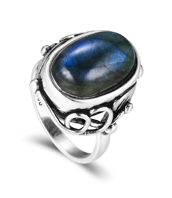 Antique Filigree Gold-Plated Sterling Silver Ring with Center Stone