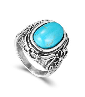 Antique Turquoise Gold-Plated Sterling Silver Ring
