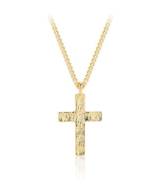 Silver Gold-Plated Textured Cross Pendant Necklace