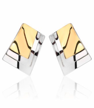 Designer Modern Earrings in Two-Tone Gold Plate Copper