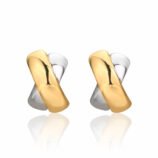 X-Shaped Two-Tone Plated Copper Stud Earrings