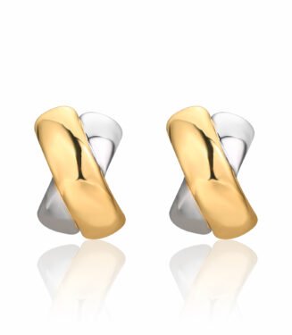 X-Shaped Two-Tone Plated Copper Stud Earrings