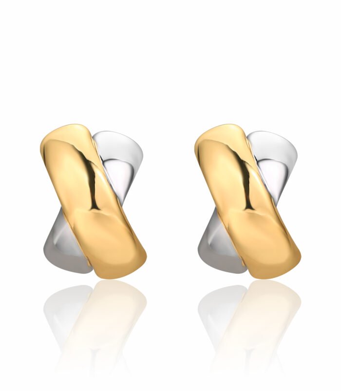 X-Shaped Two-Tone Plated Copper Stud Earrings