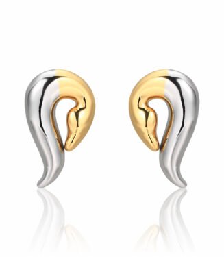 Designer-Style Two-Tone Gold-Plated Copper Stud Earrings