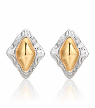 Designer Two-Tone Gold-Plated Copper Stud Earrings