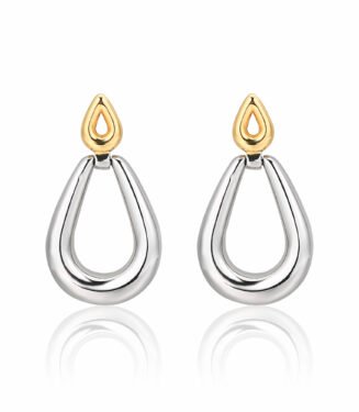 Teardrop Two-Tone Gold-Plated Copper Earrings