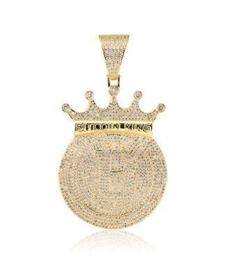 Gold-Plated Copper Men's Hip-Hop Crown Pendant