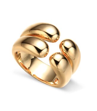 18K Gold Plated Copper Ladies' Open Ring - High-End Modern Design