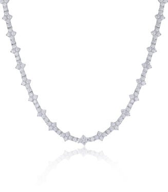 Moissanite 925 sterling silver thick gold plated white gold necklace, elegant and sparkling choker
