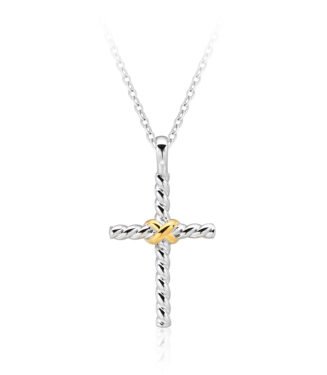 Copper cross platinum 18K gold two-tone electroplated men's and women's unisex necklace pendant