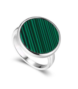 Malachite Modern Ring Copper Plated with White Gold Unisex High-Quality Ring