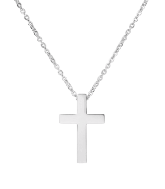 Men's cross-patterned 925 sterling silver white gold plated necklace pendant suitable for women