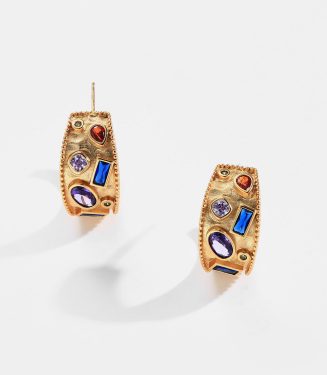 Modern Colorful Zircon Stud Earrings for Women with Vibrant Multicolor Gemstones