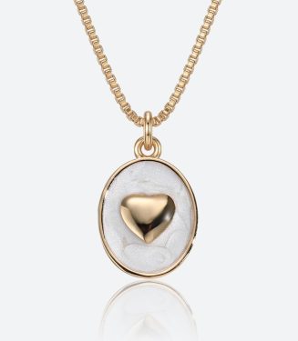 Heart Enamel Pendant Necklace for Women Copper Jewelry Elegant Romantic Everyday Style